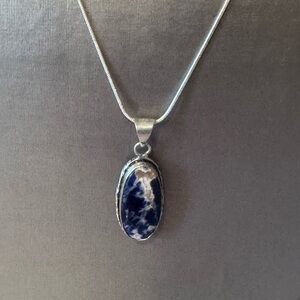 Sodalite pendant sterling silver necklace